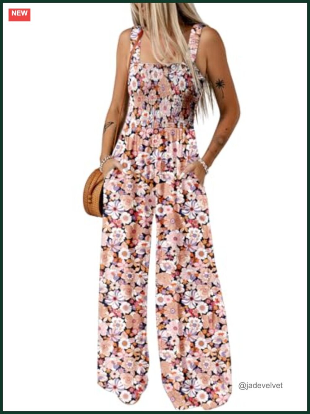 Womens Loose Fit Sleeveless Jumpsuit Wide Leg Square Neck Romper